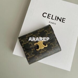 Replica CELINE SMALL WALLET TRIOMPHE IN TRIOMPHE CANVAS TAN 2