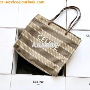 Replica Celine Squared Cabas Celine In Striped Jacquard and Calfskin 1