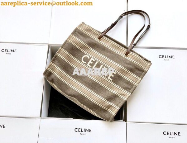 Replica Celine Squared Cabas Celine In Striped Jacquard and Calfskin 1 3