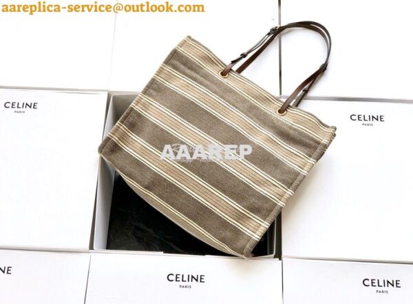 Replica Celine Squared Cabas Celine In Striped Jacquard and Calfskin 1 7