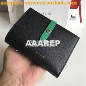 Replica Celine Strap medium/large multifunction wallet in black graine