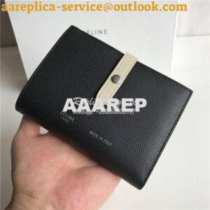 Replica Celine Strap medium/large multifunction wallet in black graine