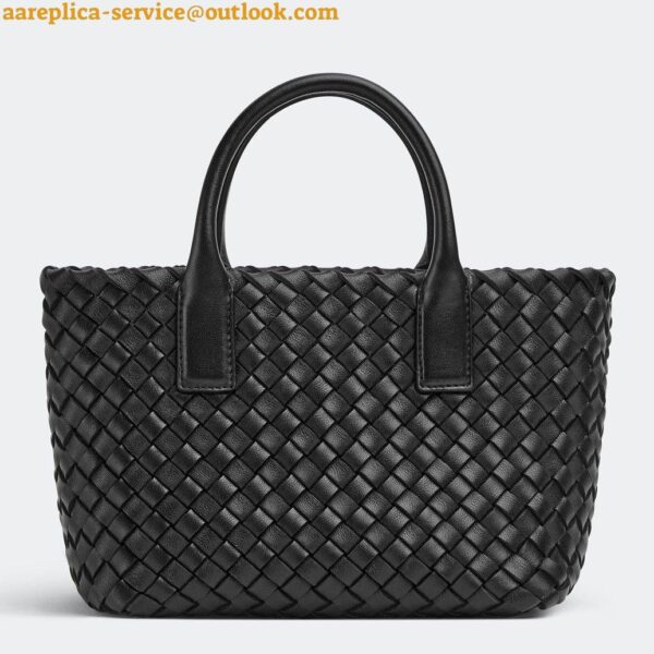 Replica Bottega Veneta Cabat Mini Bag In Black Intrecciato Lambskin 3