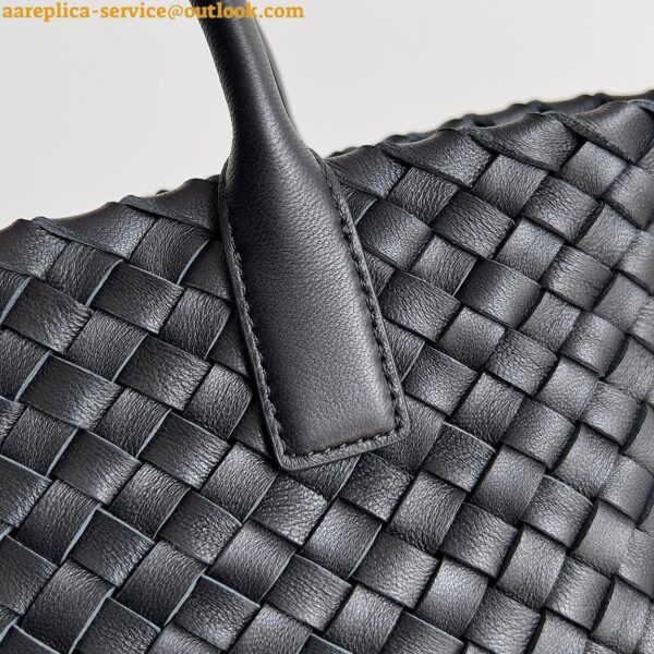 Replica Bottega Veneta Cabat Mini Bag In Black Intrecciato Lambskin 7