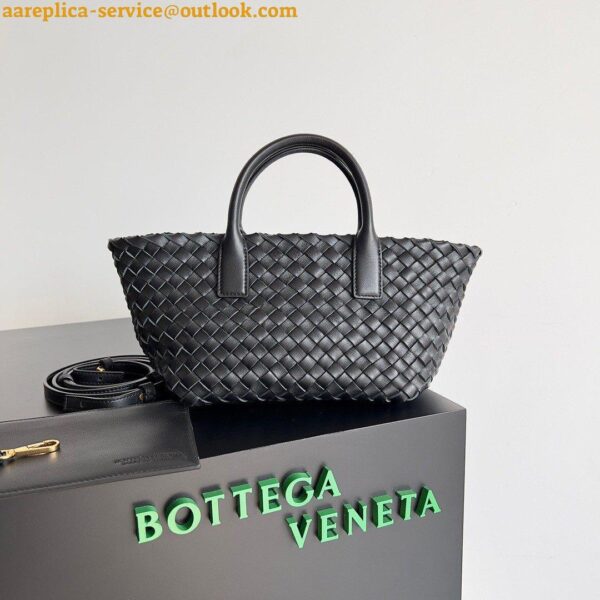 Replica Bottega Veneta Cabat Mini Bag In Black Intrecciato Lambskin 10