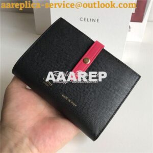 Replica Celine Strap medium/large multifunction wallet in black graine