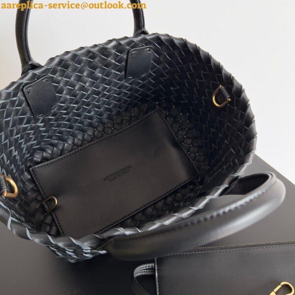 Replica Bottega Veneta Cabat Mini Bag In Black Intrecciato Lambskin 12