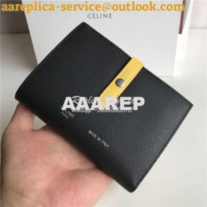 Replica Celine Strap medium/large multifunction wallet in black graine