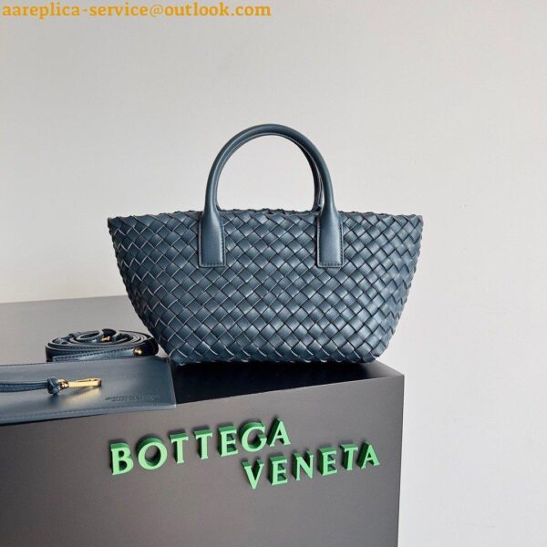 Replica Bottega Veneta Cabat Mini Bag In Navy Blue Intrecciato Lambskin