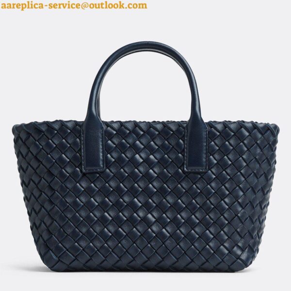 Replica Bottega Veneta Cabat Mini Bag In Navy Blue Intrecciato Lambskin 3