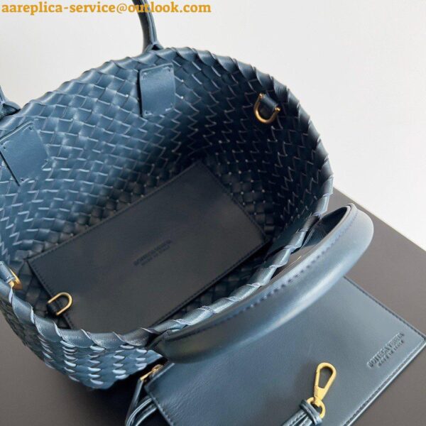 Replica Bottega Veneta Cabat Mini Bag In Navy Blue Intrecciato Lambskin 6