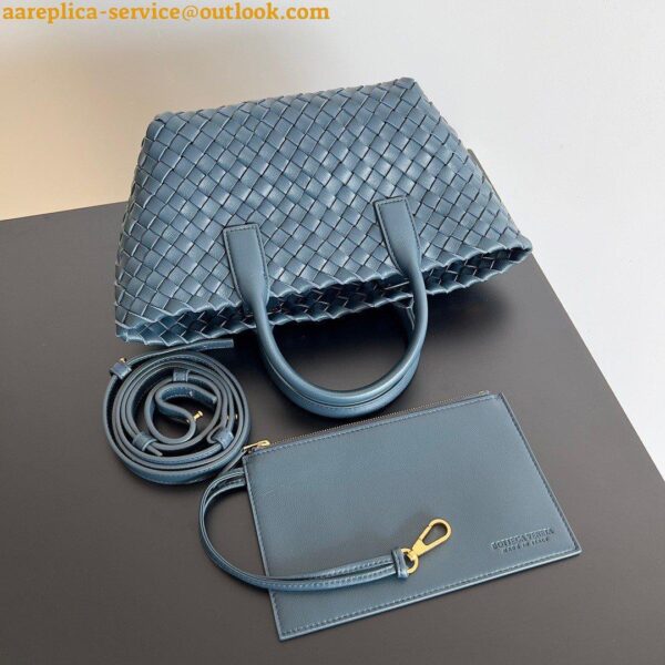 Replica Bottega Veneta Cabat Mini Bag In Navy Blue Intrecciato Lambskin 7