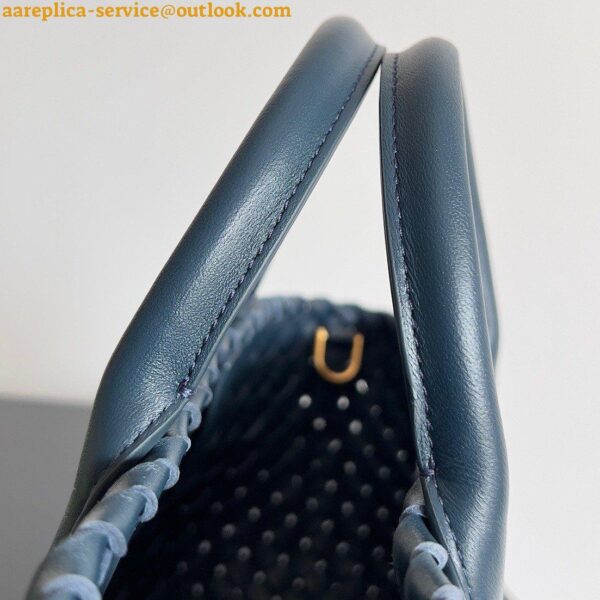 Replica Bottega Veneta Cabat Mini Bag In Navy Blue Intrecciato Lambskin 10