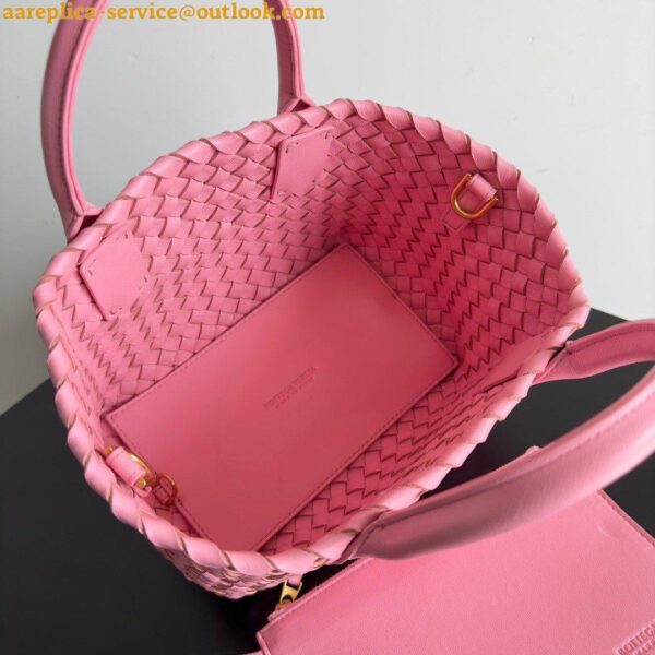 Replica Bottega Veneta Cabat Mini Bag In Pink Intrecciato Lambskin 10