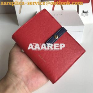 Replica Celine Strap medium/large multifunction wallet in red grained