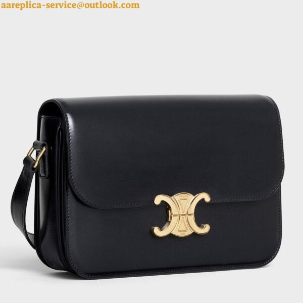 Replica Celine Triomphe Medium Bag In Black Smooth Calfskin 8