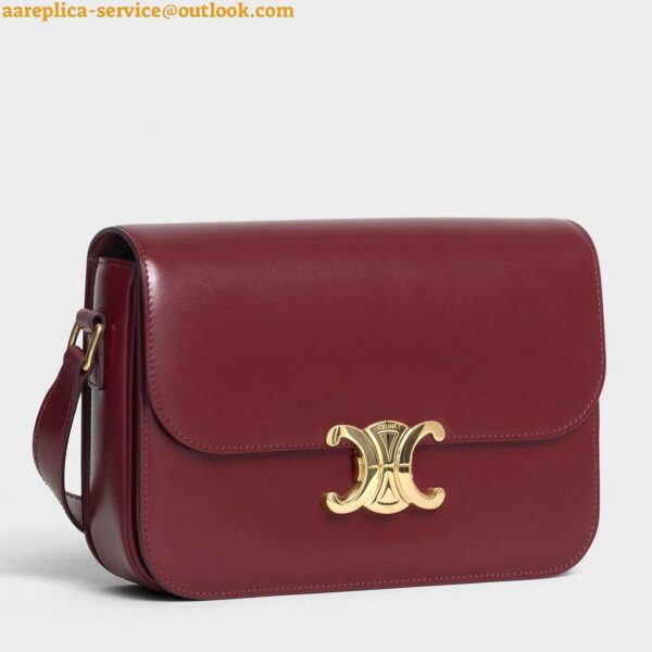 Replica Celine Triomphe Medium Bag In Bordeaux Smooth Calfskin 3