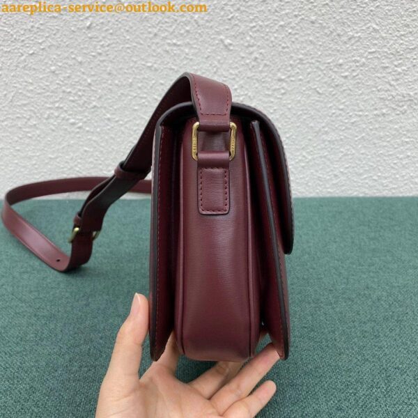 Replica Celine Triomphe Medium Bag In Bordeaux Smooth Calfskin 4