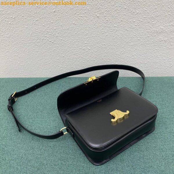 Replica Celine Triomphe Medium Bag In Black Smooth Calfskin 14