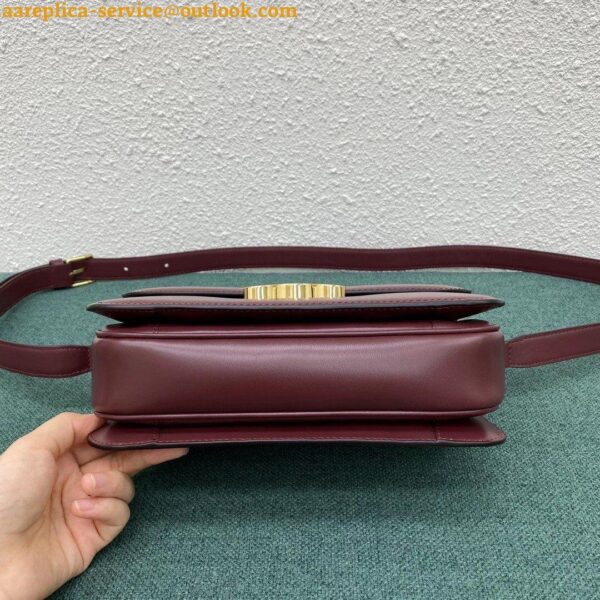 Replica Celine Triomphe Medium Bag In Bordeaux Smooth Calfskin 5