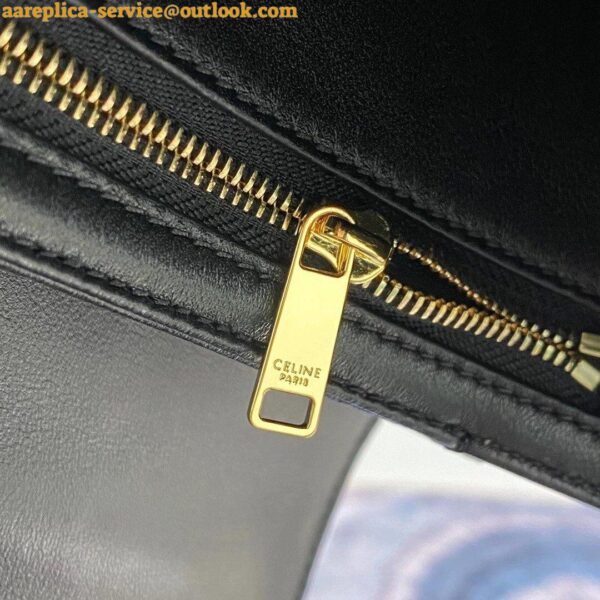 Replica Celine Triomphe Medium Bag In Black Smooth Calfskin 17