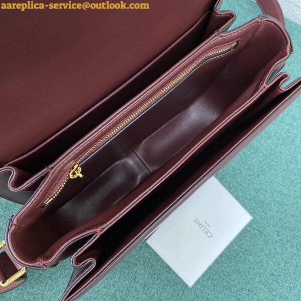 Replica Celine Triomphe Medium Bag In Bordeaux Smooth Calfskin 9