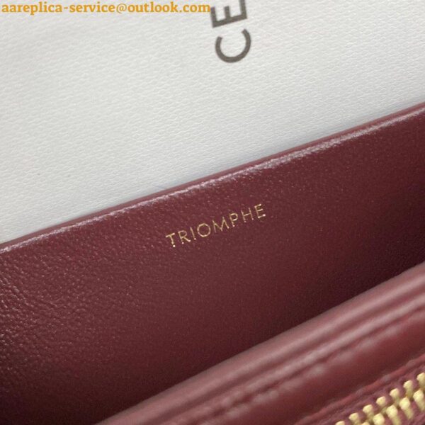 Replica Celine Triomphe Medium Bag In Bordeaux Smooth Calfskin 10