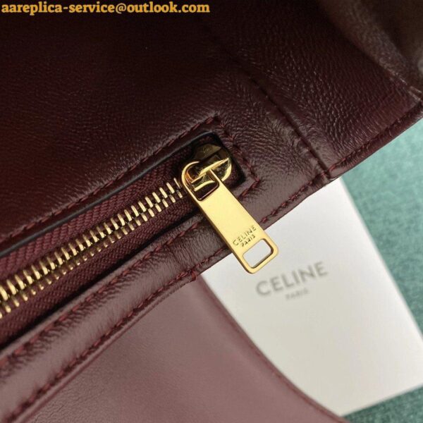 Replica Celine Triomphe Medium Bag In Bordeaux Smooth Calfskin 12