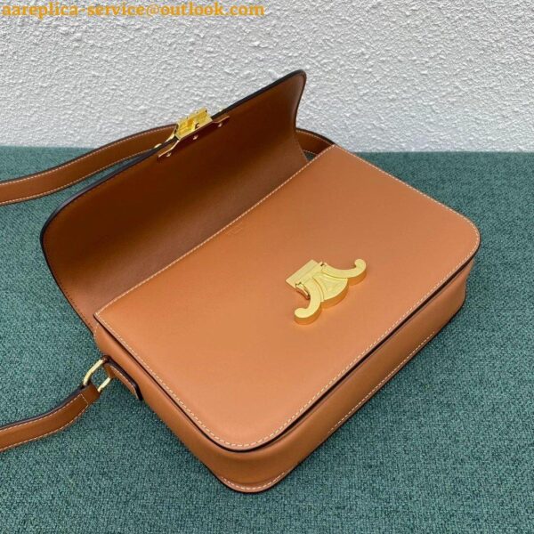 Replica Celine Triomphe Medium Bag In Brown Natural Calfskin 9