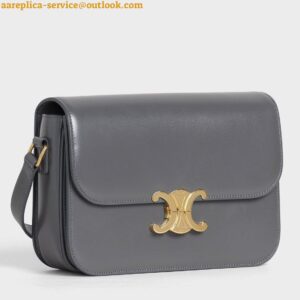 Replica Celine Triomphe Medium Bag In Grey Smooth Calfskin