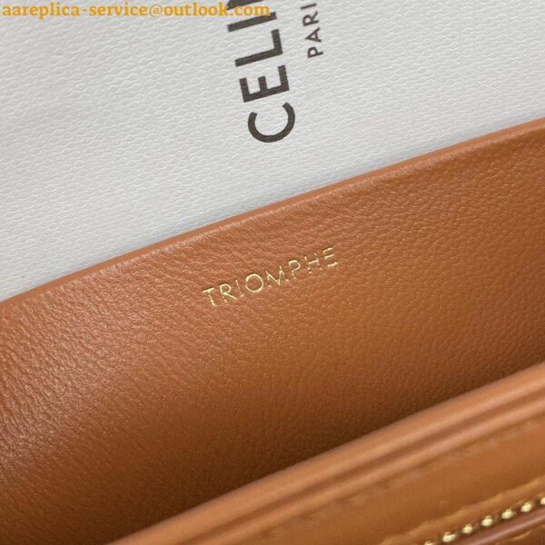 Replica Celine Triomphe Medium Bag In Brown Natural Calfskin 13