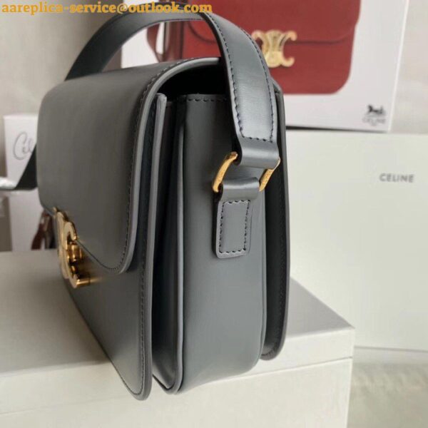 Replica Celine Triomphe Medium Bag In Grey Smooth Calfskin 5