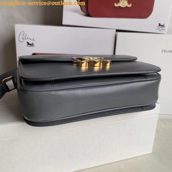 Replica Celine Triomphe Medium Bag In Grey Smooth Calfskin 6