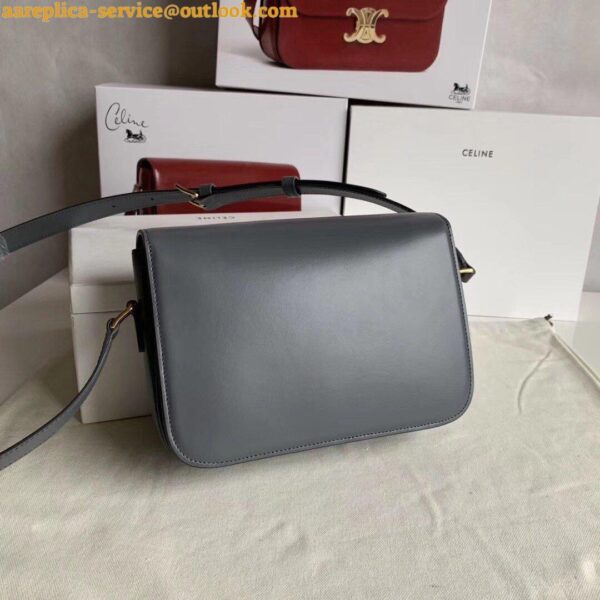 Replica Celine Triomphe Medium Bag In Grey Smooth Calfskin 7