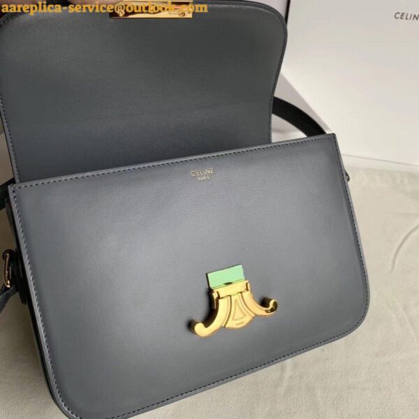 Replica Celine Triomphe Medium Bag In Grey Smooth Calfskin 8