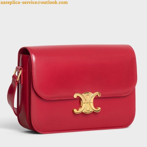 Replica Celine Triomphe Medium Bag In Red Smooth Calfskin 3