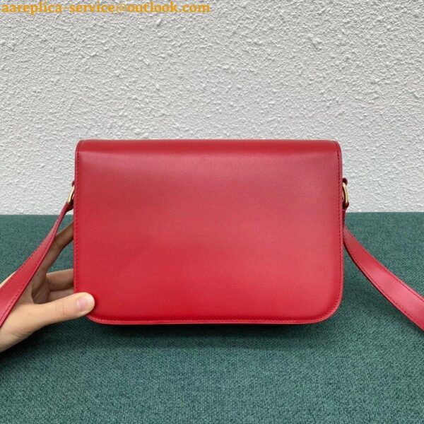 Replica Celine Triomphe Medium Bag In Red Smooth Calfskin 5