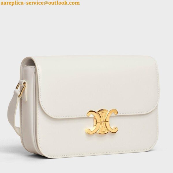 Replica Celine Triomphe Medium Bag In White Smooth Calfskin 3