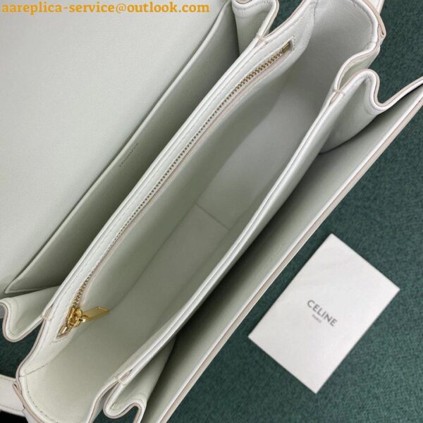 Replica Celine Triomphe Medium Bag In White Smooth Calfskin 6