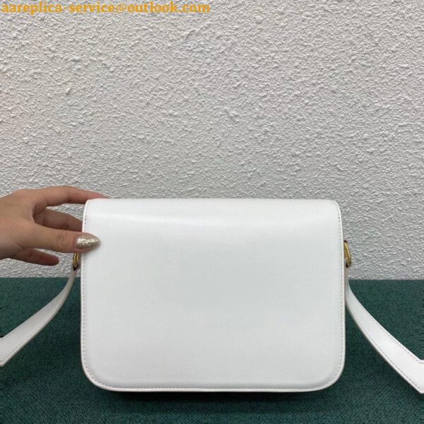 Replica Celine Triomphe Medium Bag In White Smooth Calfskin 8