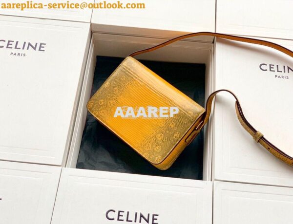 Replica Celine Teen Triomphe Bag in Lizard 188424 Yellow 14