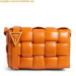 Replica Bottega Veneta Padded Cassette Bag In Orange Intrecciato Lambskin