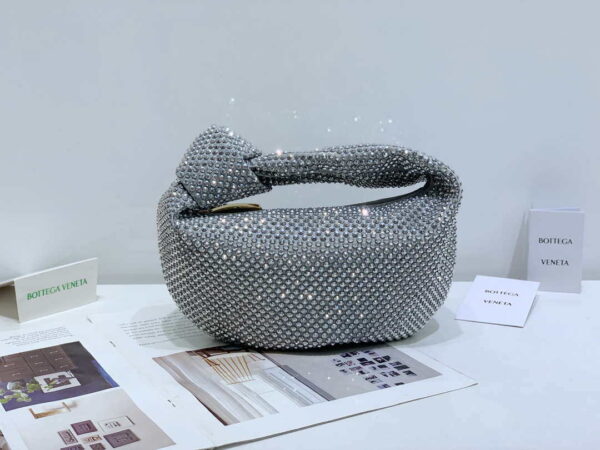 Replica Bottega Veneta BV 651876 mini Jodie Rhinestones Sliver White 3