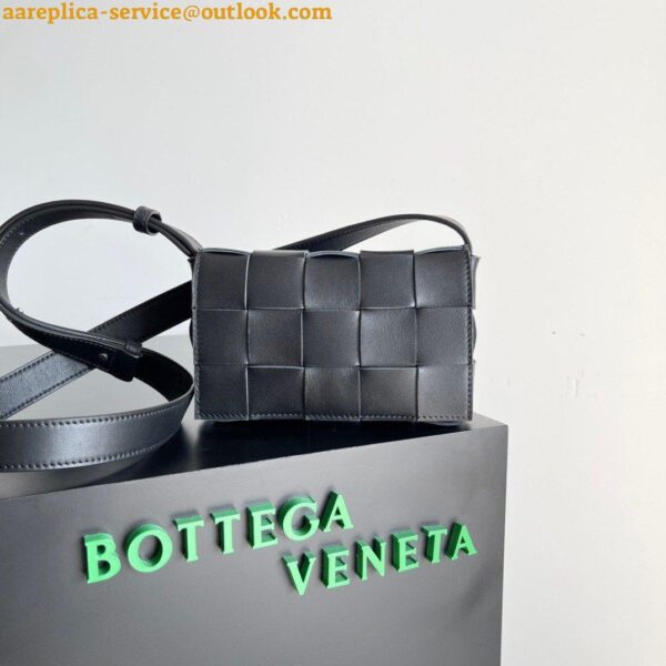 Replica Bottega Veneta Small Cassette Bag In Black Intrecciato Lambskin 5