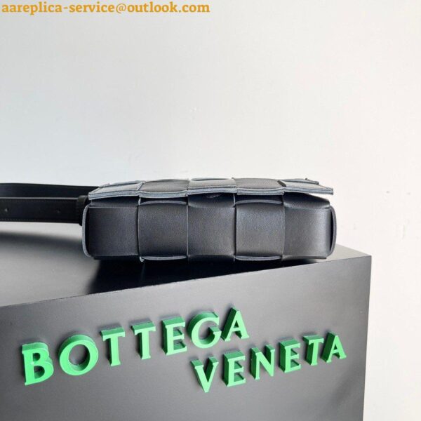 Replica Bottega Veneta Small Cassette Bag In Black Intrecciato Lambskin 6