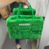 Replica Bottega Veneta BV 652867 Arco Tote Intreccio shearling Dark Green