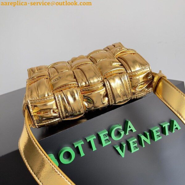 Replica Bottega Veneta Small Cassette Bag In Gold Metallic Lambskin 7