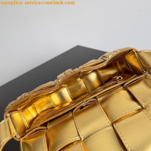 Replica Bottega Veneta Small Cassette Bag In Gold Metallic Lambskin 9