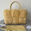 Replica Bottega Veneta BV 652867 Arco Tote Intreccio shearling Yellow 2