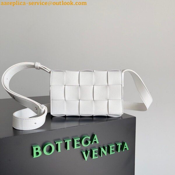 Replica Bottega Veneta Small Cassette Bag In White Intrecciato Lambskin 5